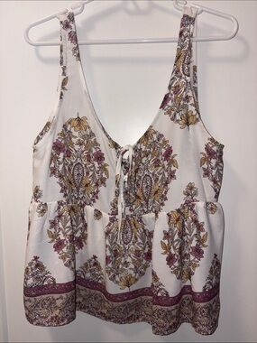 Show Me Your MuMu White Floral Tie-Front Peplum Tank